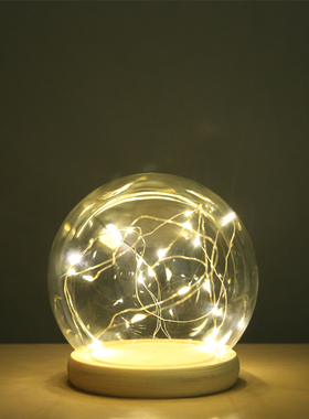 发光玻璃罩防尘罩diy装饰桌面摆件干花永生花透明微景观玻璃罩子