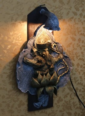 泰国 东南亚创意大象鼻神树脂 个性床头灯客厅过道壁灯装饰品