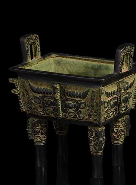 青铜器四方鼎仿古司母戊鼎兽头摆件特大号办公室酒店店铺开业礼品