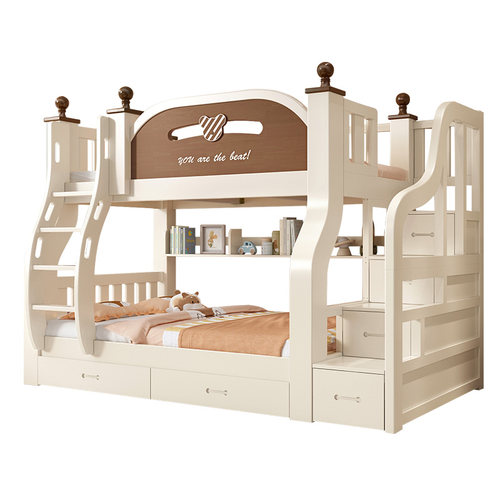 高低床双层床小户型上下床双人床上下铺儿童全实木大人组合母子床 - 图3