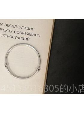 正品秋叶夏花纯定银手镯女99足银实9心推简约铃拉铛细镯子制刻字