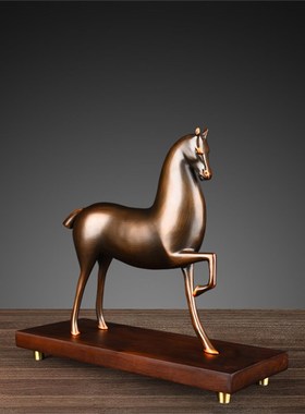 黄铜皇家唐马摆件工艺品千里马客厅桌面装饰品生肖马办公室铜摆饰