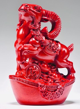 红色羊摆件实木雕刻生肖羊房屋缺角补角化解五行缺火属性工艺礼品