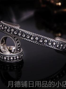 正品VULC伏尔A甘骷髅手镯男纯银网红机车流行哈雷欧美手银工N骷髅