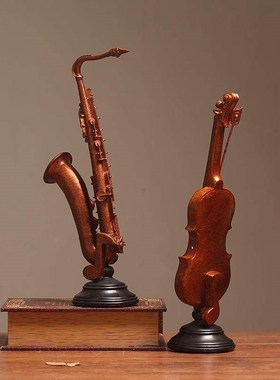 复古小提琴摆件创意家居客厅电视柜酒柜个性摆设室内装饰品道具