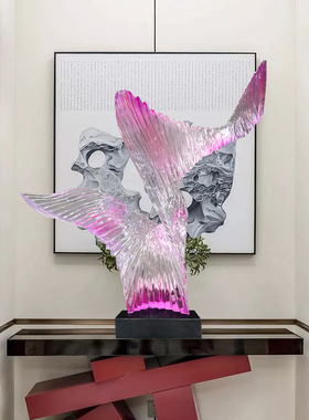 现代简约酒店透明树脂摆件展翅高飞客厅抽象创意软装饰艺术品雕塑