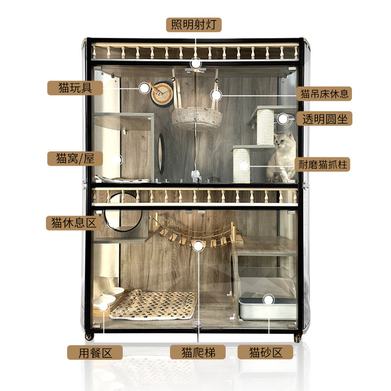 猫别墅全景大型大空间家用猫屋豪华猫咪实木产房柜子猫窝猫笼定制,淘宝优惠券,粉丝福利购,淘宝优惠卷