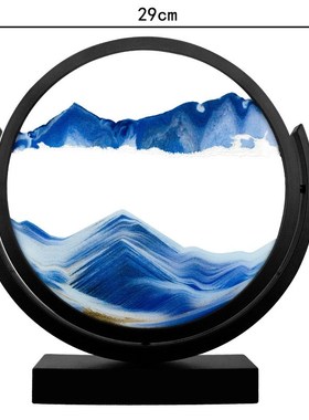 3D立体流沙画山水流沙摆件装饰玻璃工艺品办公室沙漏画艺术饰品
