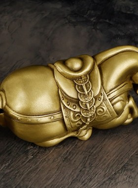 纯黄铜马上有钱手把件客厅装饰品摆件男送礼长辈生肖马到成功挂饰