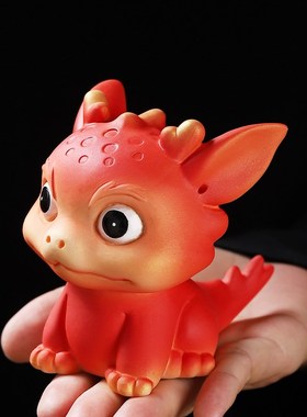 火旺龙陶瓷可爱国潮风车载摆件家居办公室桌面装饰品龙年吉祥物