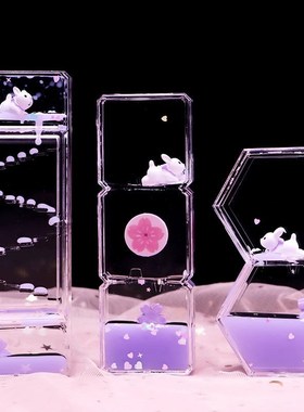 创意宇航员带灯小提琴油滴工位小摆件解压儿童流沙玩具桌面装饰品