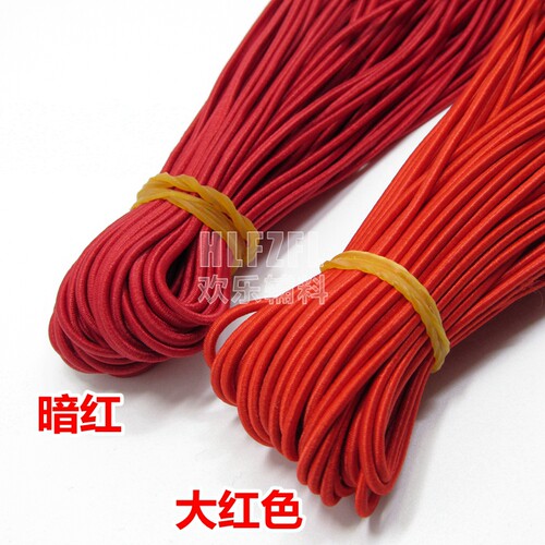 彩色圆松紧带细橡筋绳粗约2mm辅料皮筋弹力绳整捆价绑带绳线 - 图0
