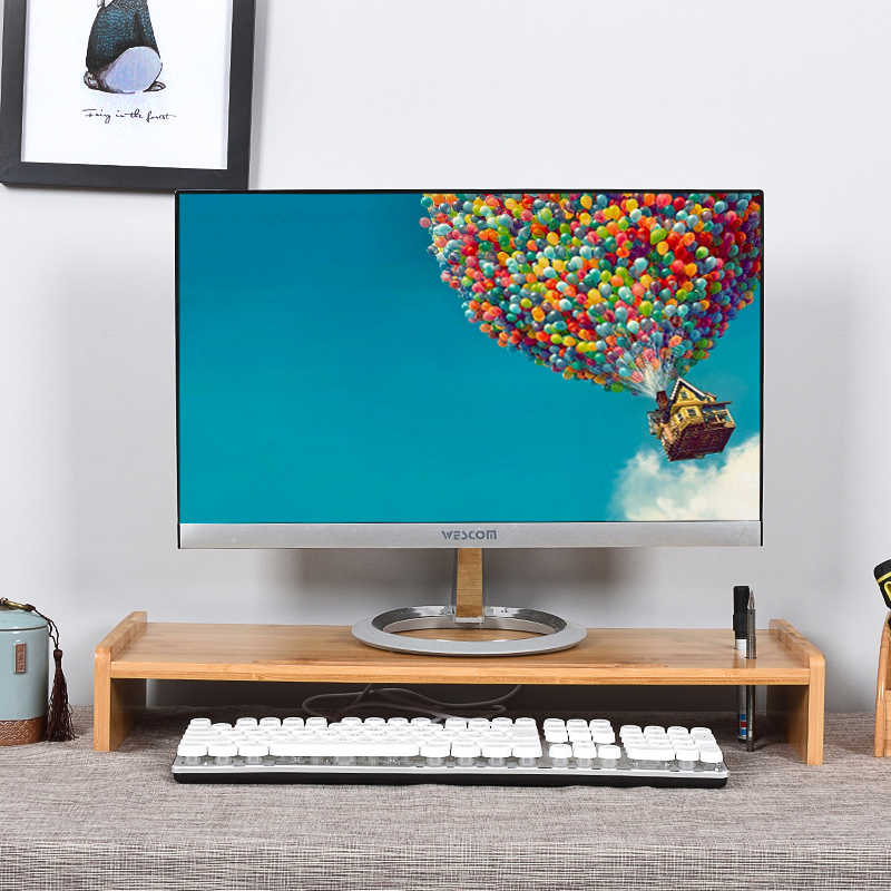 竹台式电脑显示器垫高架子实木笔记本增高架办公桌面屏幕加高底座 - 图0