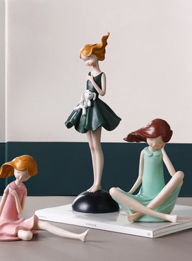 可爱少女心女孩小摆件树脂工艺品创意儿童房间电视柜桌面软装饰品