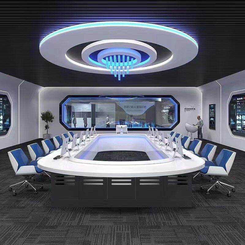 监控中心弧形指挥台科技感会议桌创意U形研判桌操作控制台监控台 - 图0