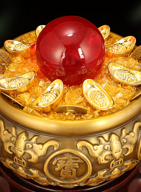 吉善缘 铜聚宝盆摆件 招财家居客厅黄铜米缸店铺开业礼品工艺0889