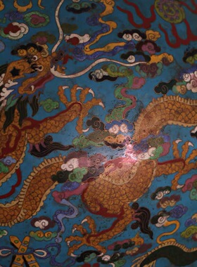 仿清代故宫景泰蓝掐丝珐琅云龙纹天球瓶复古大花瓶收藏摆件装饰
