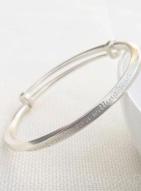 正品原创制刻字999纯银定莫比乌斯女生镯送女朋友闺蜜手环D银IY银