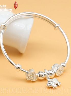 正品999送纯银手炼覆古女性休闲时尚手质民族风格大象泰纯银炼作