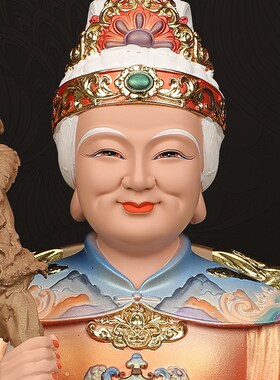 土地公像新款铜彩土地婆一对供奉福德正神摆件土地爷神像爷爷奶奶