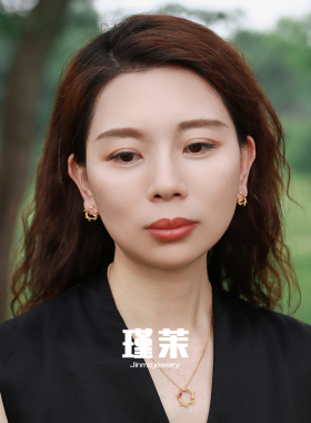 瑾茉新中式国风金乌红宝石耳钉