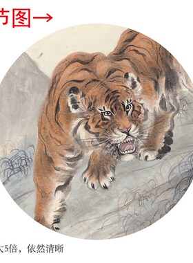 张善子《林岩虎啸》下山虎客厅书房茶室装饰画挂画玄关高清卷轴