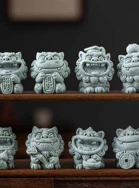 创意招财进宝博才如意小狮子可爱茶宠茶玩摆件鱼缸造景盆栽装饰品