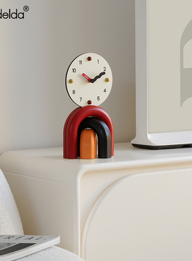 Mandelda奶油风家居饰品简约客厅卧室装饰座钟桌面摆件电视柜玄关