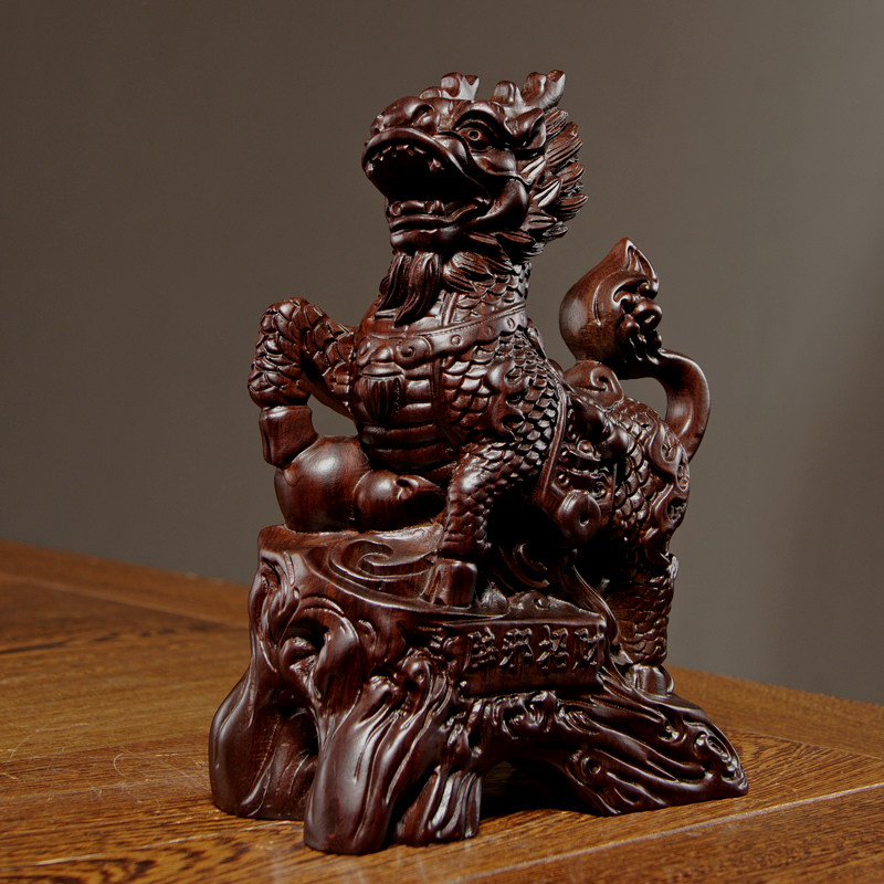 黑檀木雕麒麟摆件实木瑞兽一对家居客厅电视柜办公装饰红木工艺品,淘宝优惠券,粉丝福利购,淘宝优惠卷