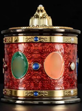 藏式磁悬浮转金轮摆件家居装饰转动轮插电触屏六字转金筒创意礼品