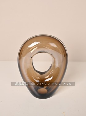 室内家居酒柜装饰品琥珀色摆件样板间售楼处大厅装饰品水晶玻璃器