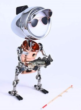 创意电脑桌面氛围夜灯手工朋克机器人钓鱼爱好者摆件父亲男友礼品