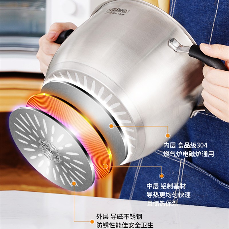 顺达深汤锅304不锈钢汤锅复底中式汤锅加厚多用煮面锅煲鸡汤煮锅 - 图3