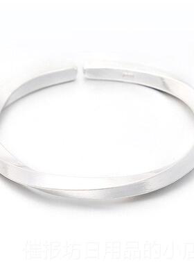 正品纯银手镯999足银侣男女情古法手工白比银手莫乌斯环实心维京