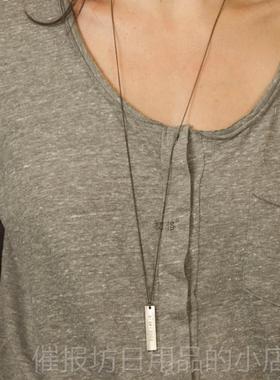 正品长方牌项链定 制刻字款吊长牌男T恤外搭链纯银项女毛衣链情侣