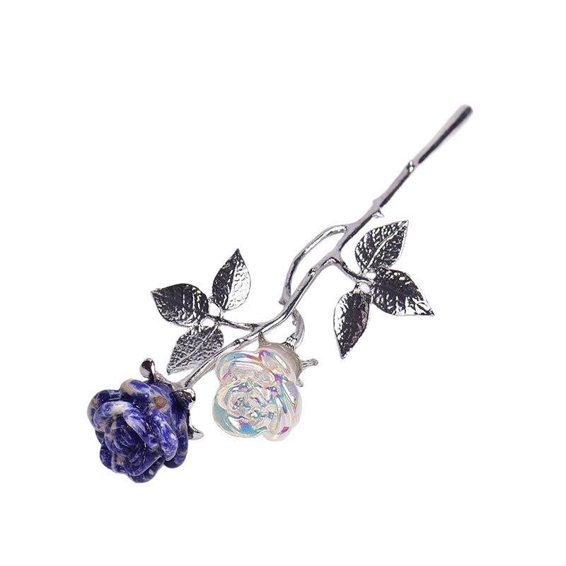 天然水晶玫瑰花双头雕刻摆件 办公室家居桌面水晶工艺品创意摆件,淘宝优惠券,粉丝福利购,淘宝优惠卷