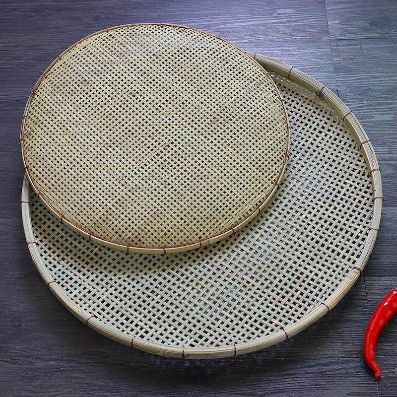 铜丝扎边竹编晾晒竹扁有孔筛子圆形竹簸箕家用编织手工竹制品竹筛,淘宝优惠券,粉丝福利购,淘宝优惠卷
