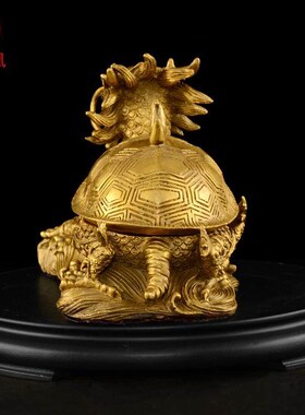 铜龙龟摆件黄铜开盖龙头龟铜制龙龟客厅办公室龙龟工艺品摆设大号
