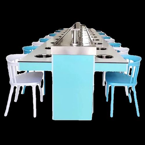 旋转小火锅设备全套自助餐台无烟涮烤一体麻辣烫转转火锅电磁炉桌 - 图3