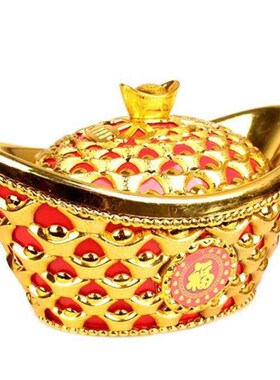 开盖元宝金元宝招财聚宝盆招财道具聚缘阁金元宝塑料元宝摆件