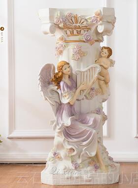 高档客厅式饰罗马柱花盆摆型件家居装工艺品大欧落地花架底座橱窗