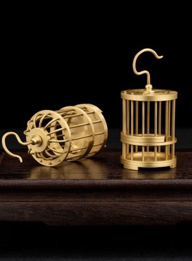 鸟笼摆件金色创意桌面摆件挂件客厅礼品古玩铜器收藏品厂家批定制