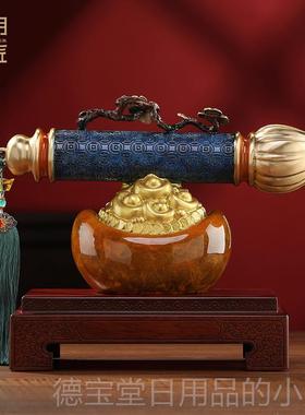 正品明铜匠大笔进财大招财进宝摆件室客厅办公装饰公司乔迁开 业