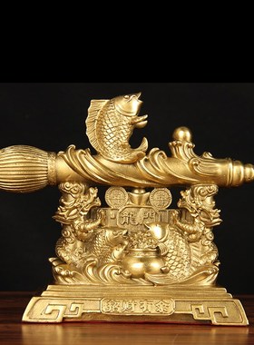 有底铜文昌笔摆件 铜鱼跃龙门摆件 铜金蟾摆件