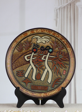 装饰盘摆件民族风云南特色看盘家居装饰摆设陶瓷复古风工艺品盘