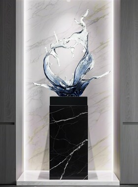 现代简约抽象艺术水花雕塑摆件酒店大厅玻璃橱窗抽象艺术落地装饰