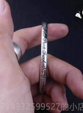 高档伊瓦开 UNDERCOVER高桥盾字母岚手镯个男女纯银口覆古手环性