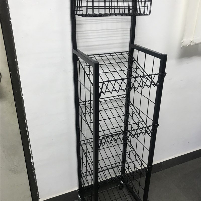 Umbrella and rain gear display rack hotel storage supermarket lobby floor small mobile rack goods with casters