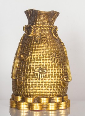 纯黄铜钱袋子储蓄罐摆件存钱罐福袋家居办公室装饰开业礼品招财