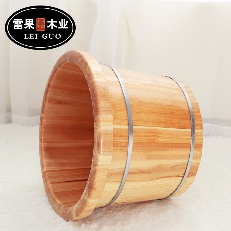 香杉木足浴木盆浴足桶高30cm包边足疗洗脚木桶实木泡脚桶浴足盆 - 图2